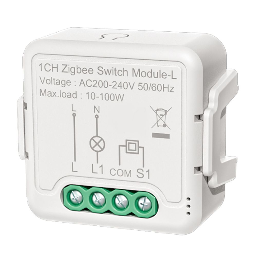 Tuya Zigbee  Switch Module No Neutral Wire, 2 Way Control DIY Smart Breaker Works with Alexa Google Home (1 Gang)