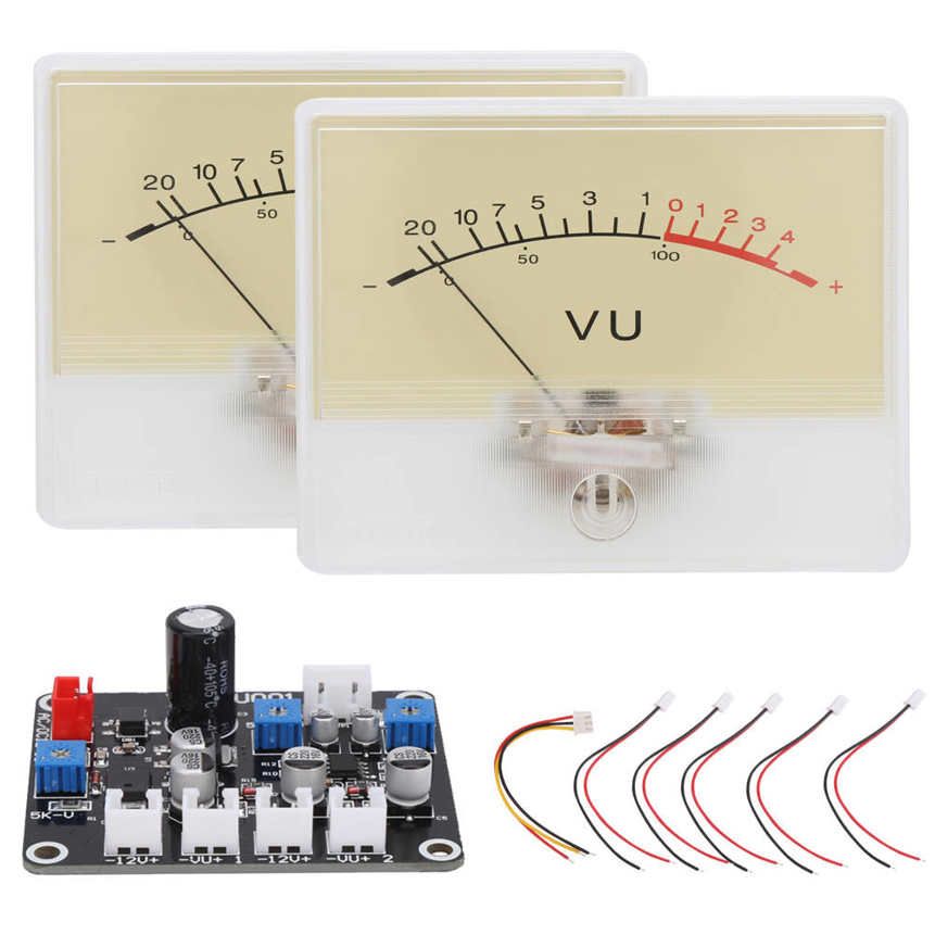 2Pcs DB Meter + Driver Board Audio Power Level VU Tester Head with Backlight