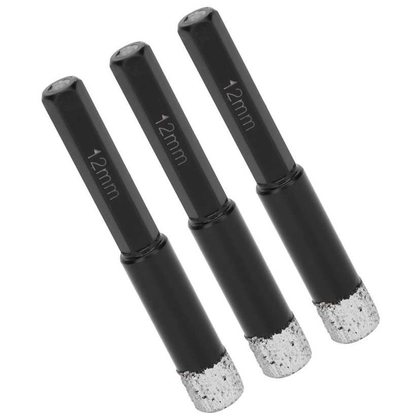 Brazed Dry Tile Drill Bit Hex Handle Diamonds Cutter Marble Ceramic Hole Saw 12mm