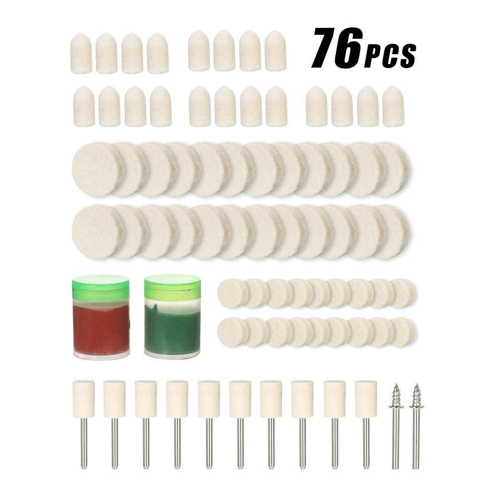 76pcs 1/8" Diameter Shank Rotary Tool Accessories Set Wool Felt Polishing Wax Grinder Polishing Bits Accessory Kit with Storage Box