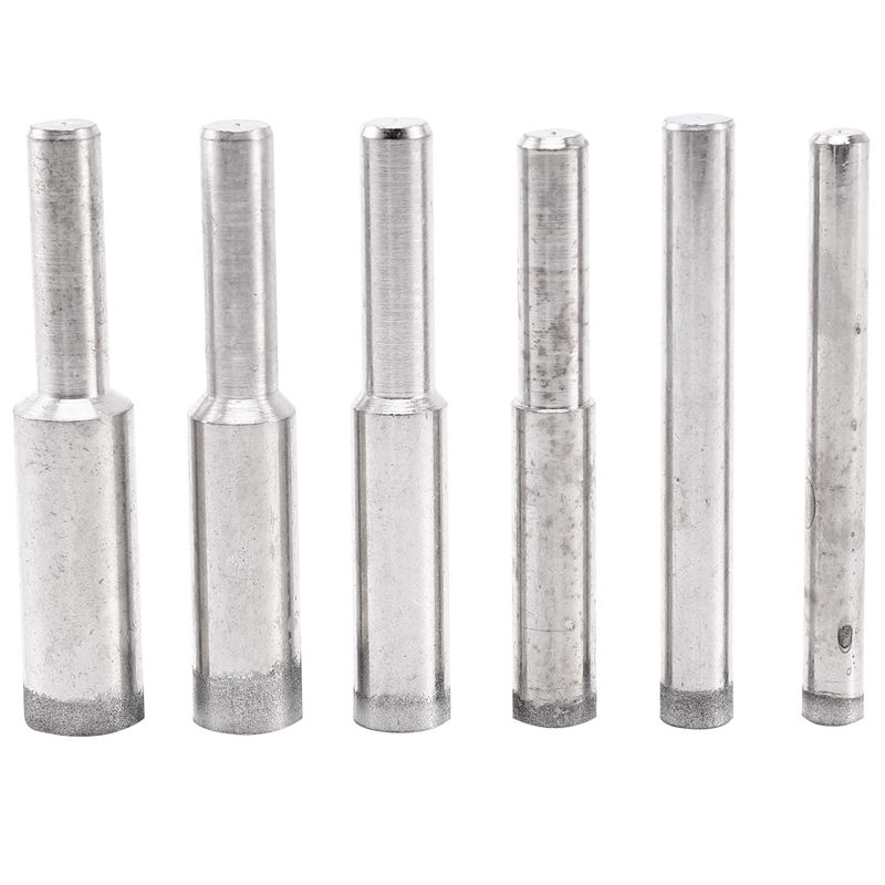 6Pcs/Set OD5-10mm Diamond Grinding Heads Cylindrical Wheel Ball Polishing Tools for Beeswax Agate Jade