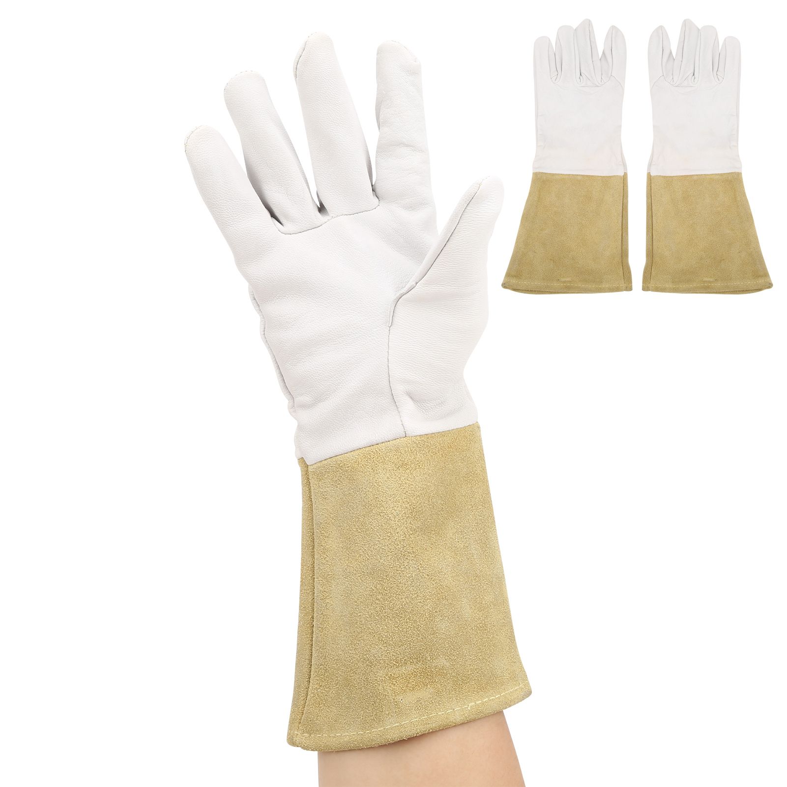 Buy Ying Pair Welding Gloves Sheepskin Thermal Insulation Anti‑Cutting Grey + Brown 10‑1009