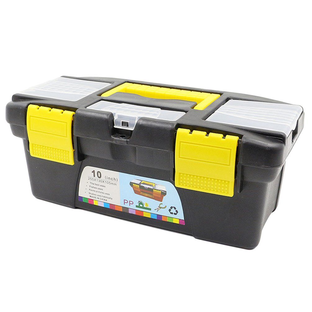 10 Inch 12.5Inch Multifunctional Instrument Parts Hardware Tool Storage Box ABS Plastic Toolbox Electrician Box black & yellow 10 inch