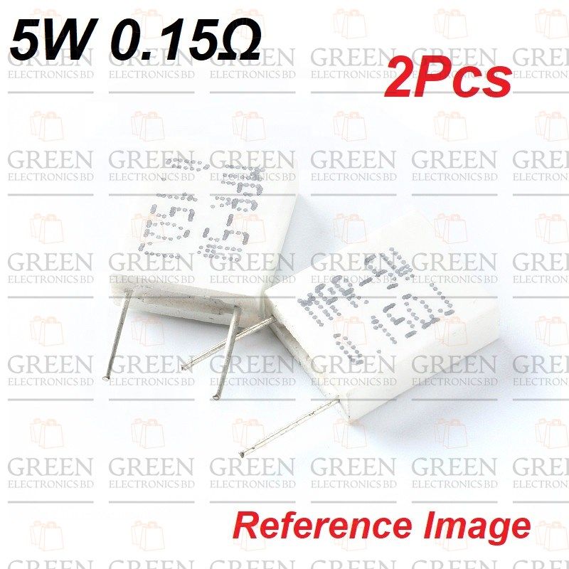 2Pcs Wirewound 5W 0.15 Ohm Non-Inductive Ceramic Cement Resistor 0.15R 5 Watt BPR56 Wire Wound Resistance Axial Lead Fixed Cement Resistor 5% Tolerance