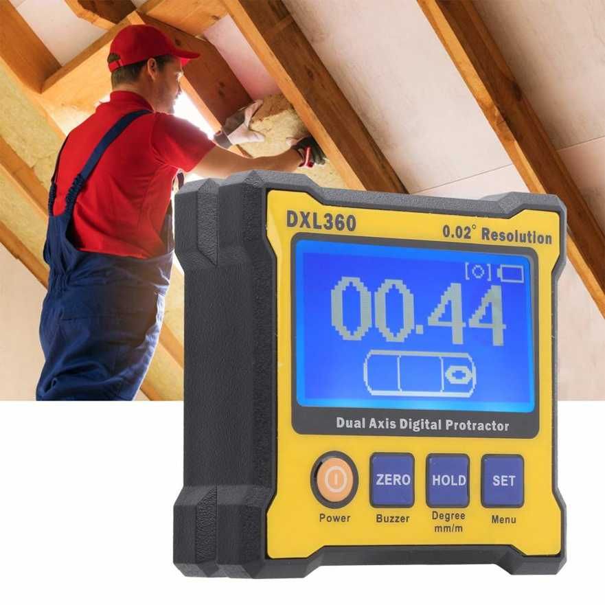 Electronic Level Inclinometer Digital Display Protractor Dual Axis Non‑Magnetic Hand Operated Tool XDL360 US Plug 100‑240V