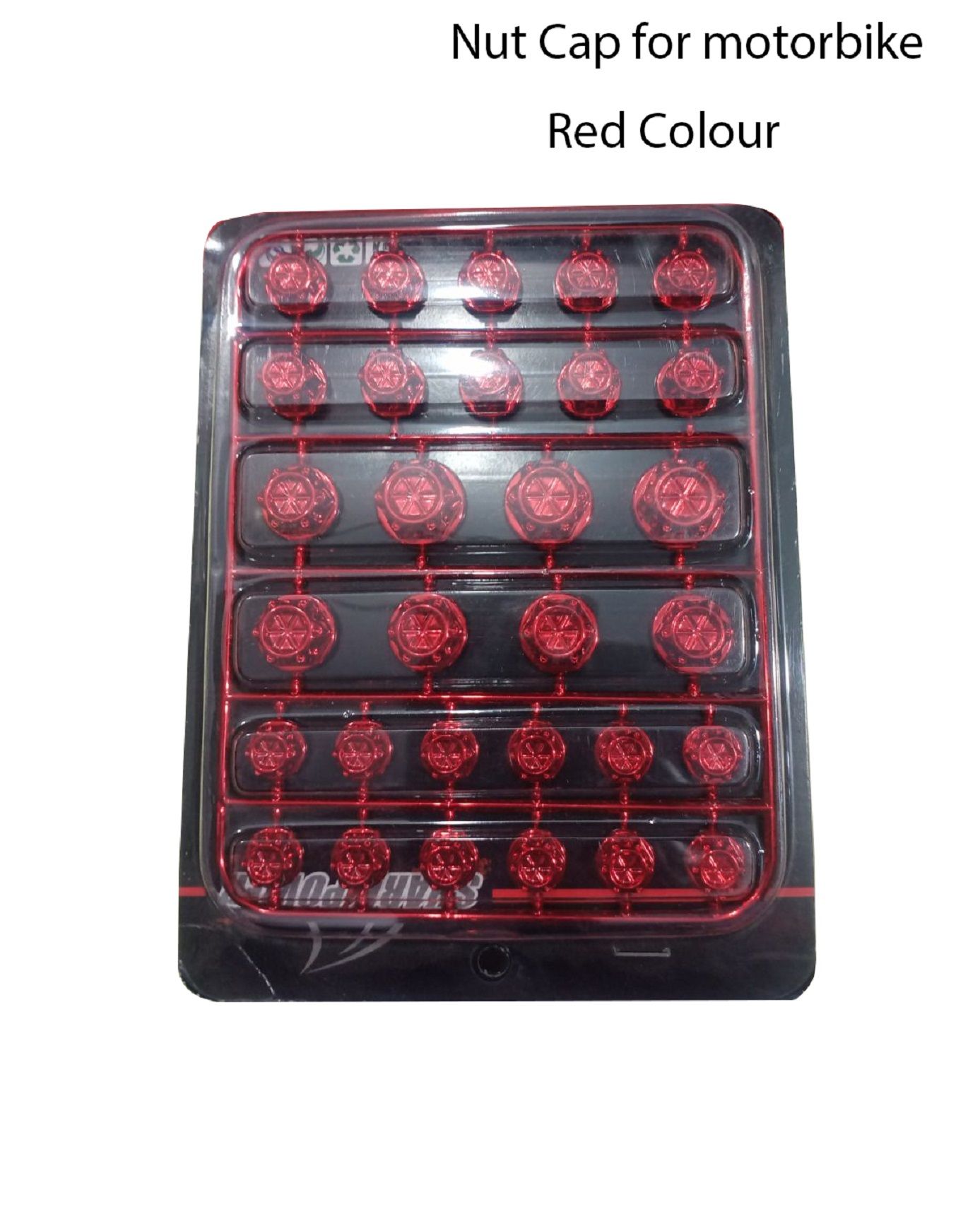 30Pcs/Set Motorcycle Nut Bolt Cap Cover Decor Motorbike Ornamental Molding For ANY BIKE-Red
