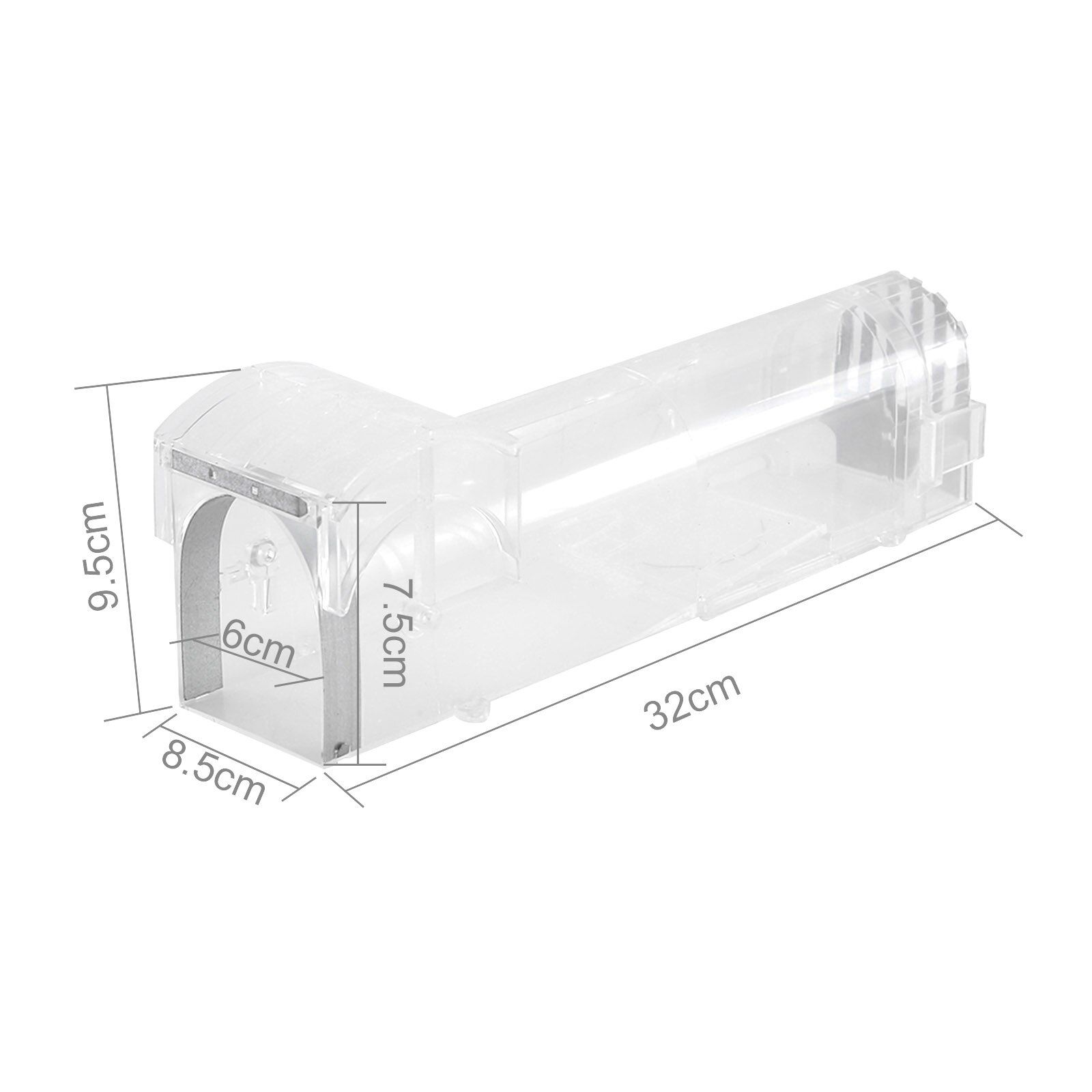 Smart Self-locking Mousetrap Safe Firm Transparent Household Mouse Catcher Plastic Reusable Humane Indoor Outdoor Rat Trap（transparent）