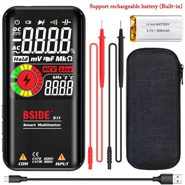 BSIDE Digital Multimeter 999 Count 3.5 Inch Large Screen Intelligent Tester Automatic Multimeter Tester