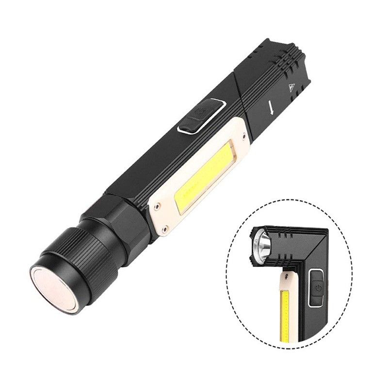 Folding 90°LED Fla shlight COB Work Light 5 Modes Lighting USB Rechargeable Magnet Base Torch