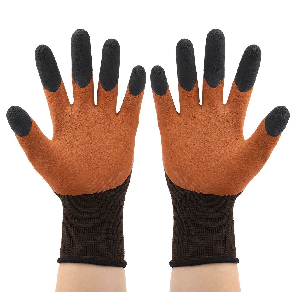 Work gloves in cotton knit 5 pairs for women and men coated with textured rubber latex construction sites