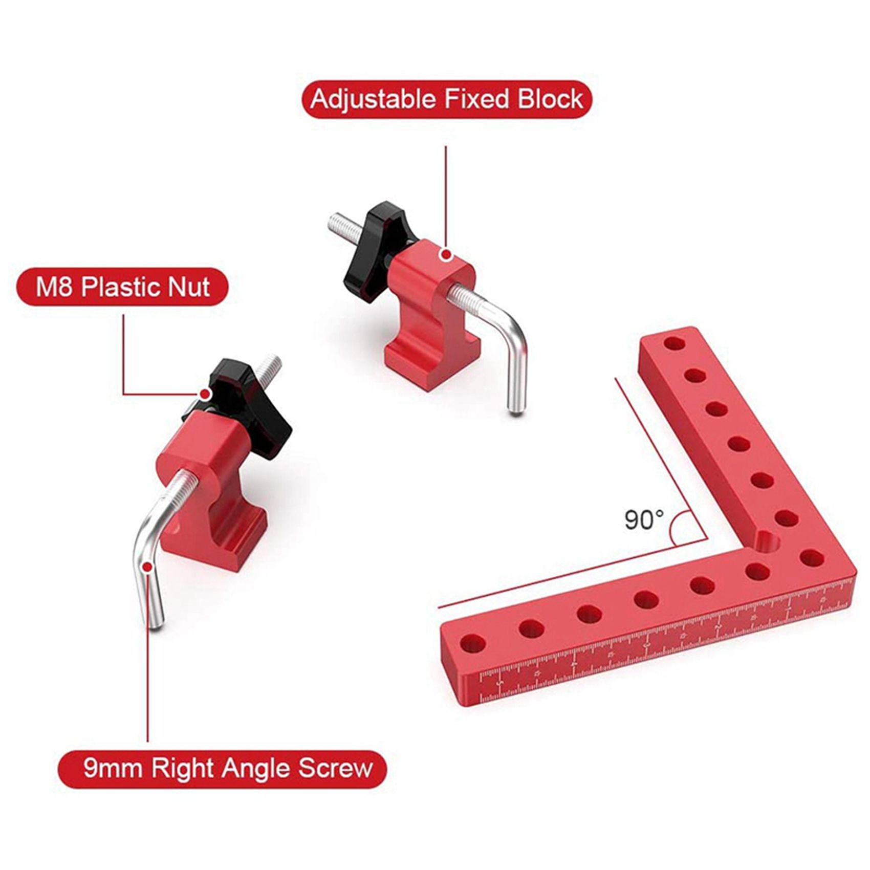 2 set 90 Degree Positioning Squares Right Angle Clamps, Aluminum Alloy L-Type Corner Clamp