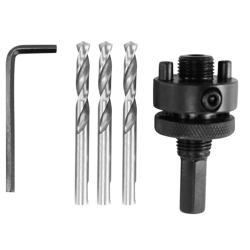 7/16 Inch Hex Shank Hole Saw Arbor, Fits 1-1/4 Inch To 6 Inch Hole Saw Quick Change Heavy Duty Alloy-Steel Mandrel with 3 1/4 Inch Precision Drill Bits Replacement