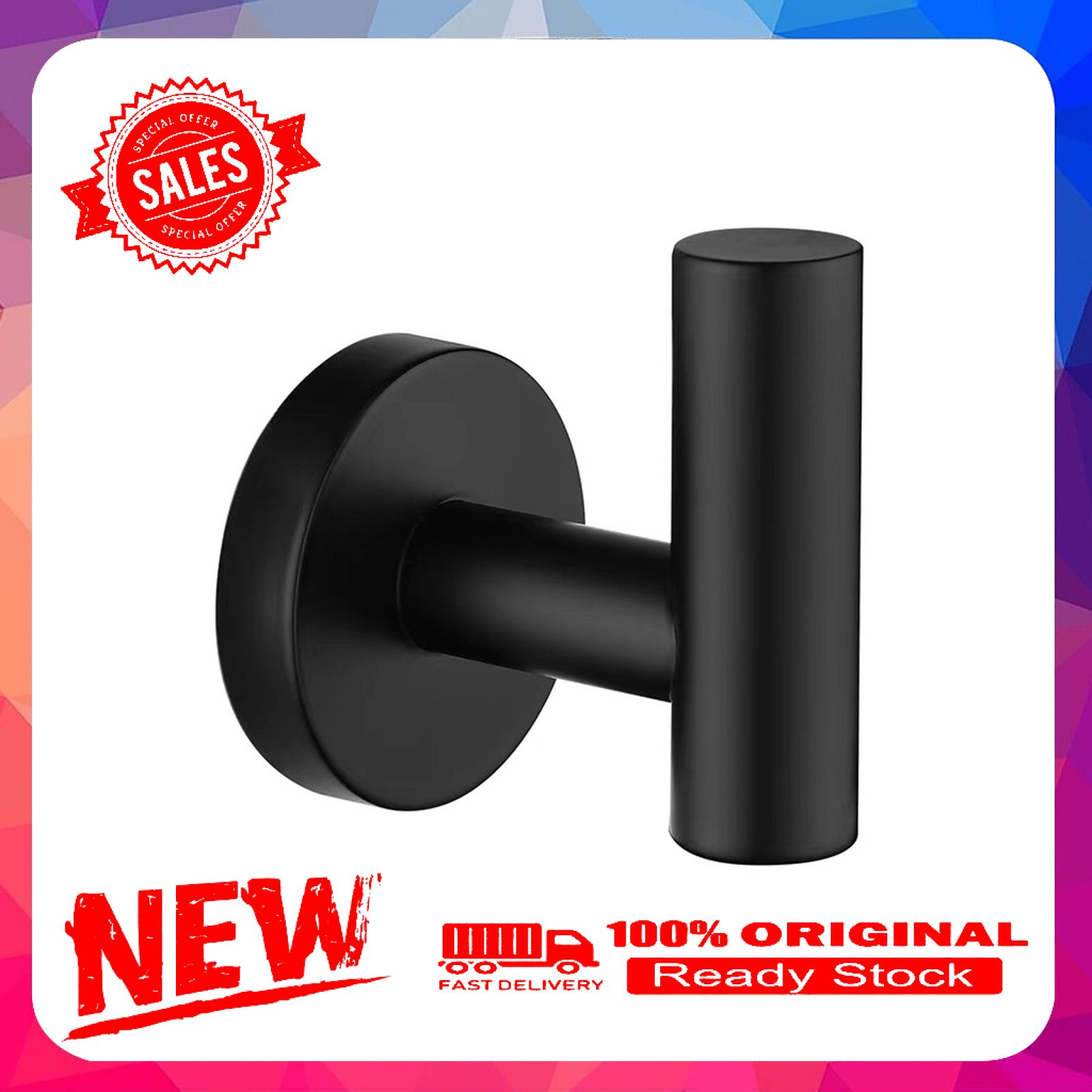 1 Set Hanger Hook Wall Mount Smooth Surface Stainless Steel Modern Style Anti-rust Home Hook for Living Room
