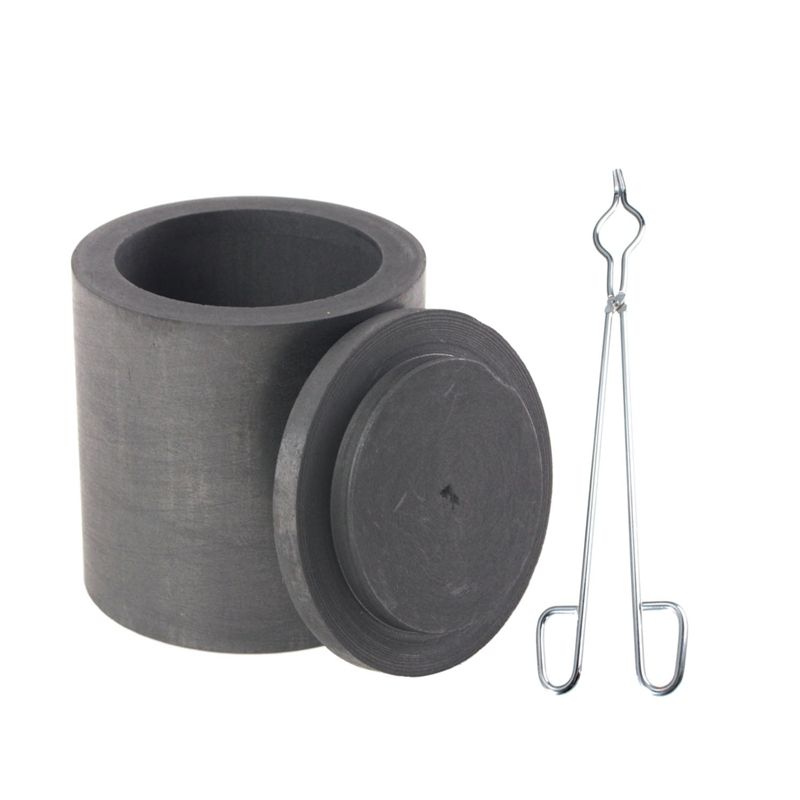 2 Pcs Graphite Melting Crucible Accessories: 1 Pcs 45Cm Stainless Steel Crucible Tong Clamp Furnace Pliers Holder & 1 Pcs 45Cm High Purity Crucible Casting with Lid Cover