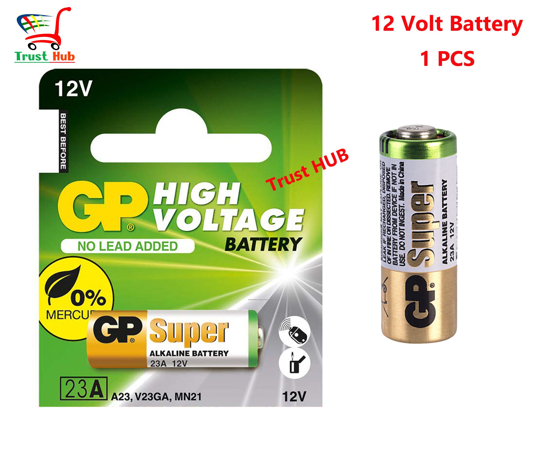 GP Super / Ultra 12Volt 23Amp Alkaline High Voltage Battery for Calling ball Remote, Car Remote Battery