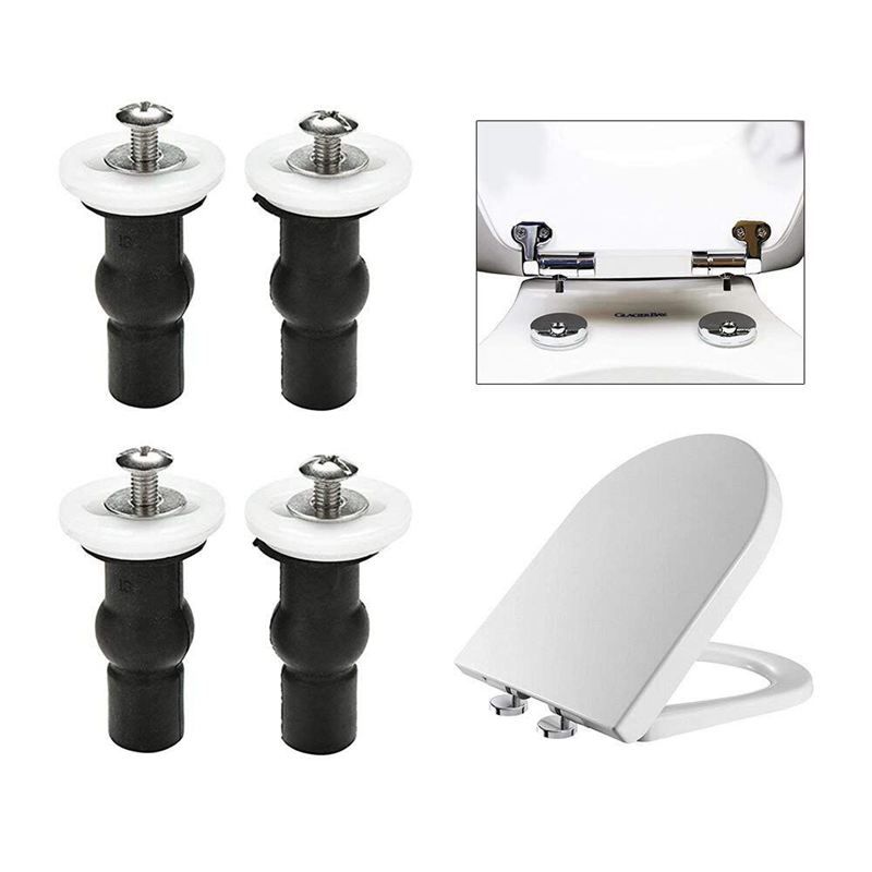Tfluidet Seat Top Fix Screws Fixings 2 Pairs Universal Expanding Rubber Screw Top Nuts Blind Hole Hinges Fittings 4pcs