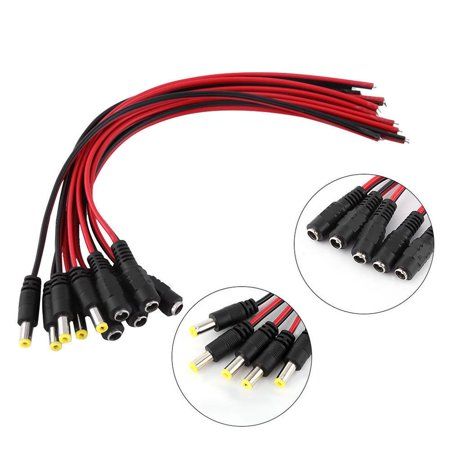 DC Power Connector Adapter Plug Female Socket with Wire 10 pair