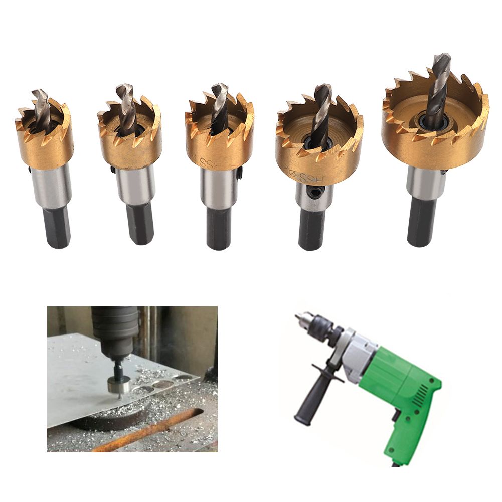 5pcs High Speed Steel Tip Hole Drill Bit Saw Drilling Cut Tool Kit for Sheet Metal