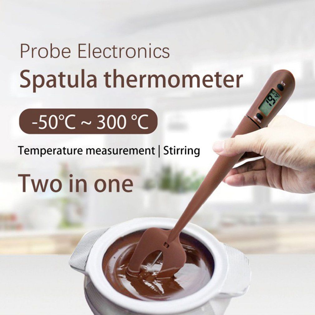 New Digital Cooking Thermometer Double Use Silicone Scraper Spatula Cooking Food Thermometer Household Baking Tool