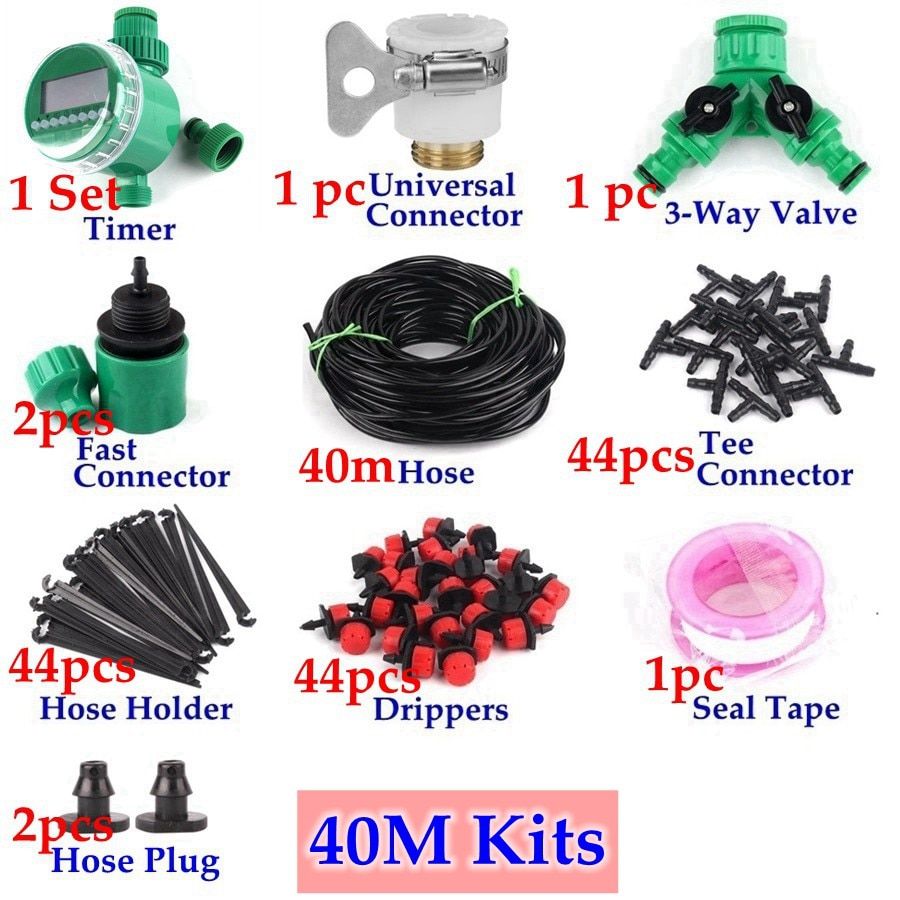 8~40m DIY Garden Irrigation System Timer Control Automatic Watering Kit Adjustable Drippers Jardin Drip Watering Kits