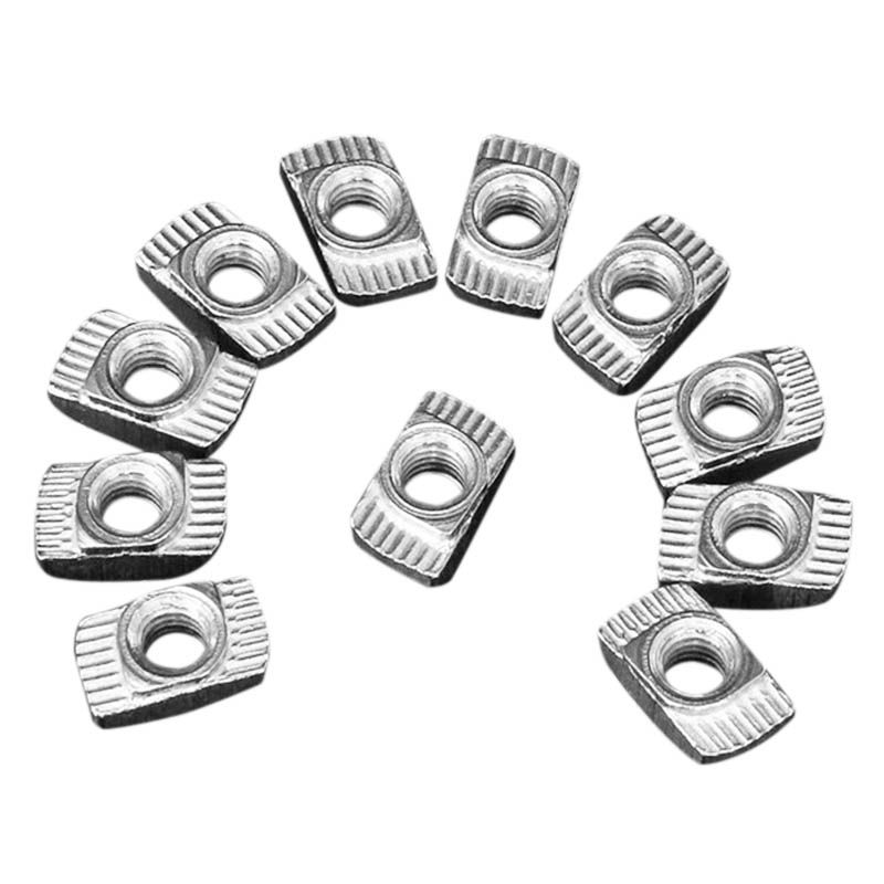 100 pcs M5 Hammer Nut Carbon Steel Aluminum Connector T Fastener Sliding Nut