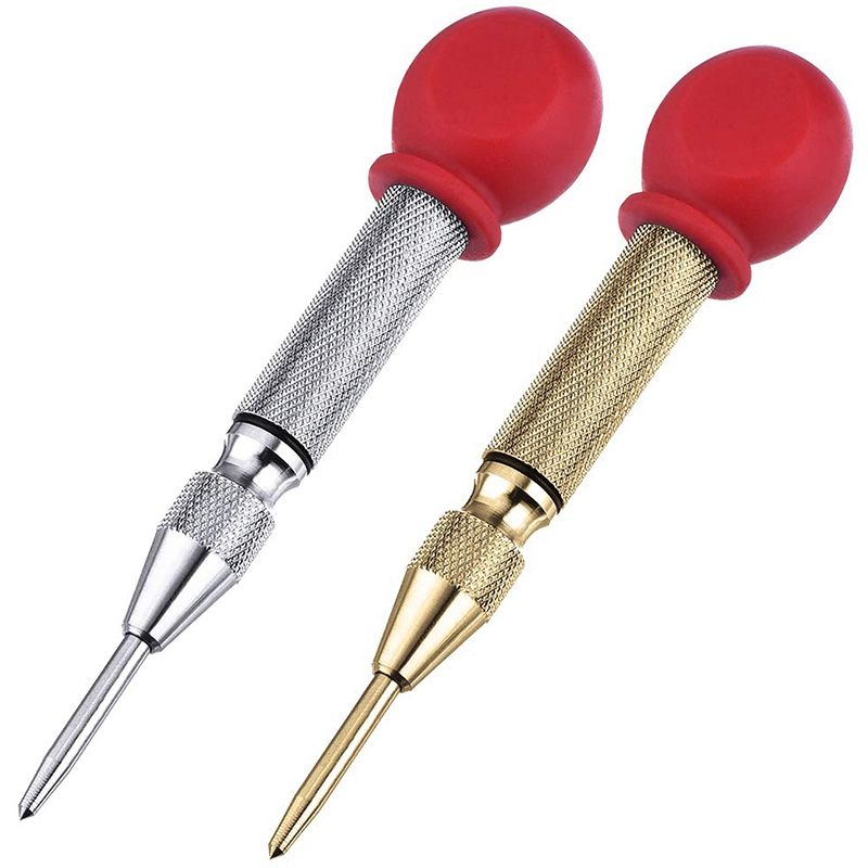 Delicate product 2 Pcs  Speed Center Punch,Center Hole Punch Marker Scriber For Wood,Metal,Plastic,Car Window Puncher Breaker Tool With Cushion Cap And Adjustable Impact-Gold/Silver