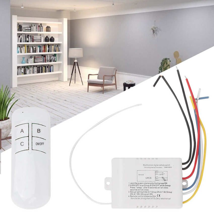 3 Ways ON/OFF 220V Digital Wireless Wall Light Transmitter Remote Control Switch