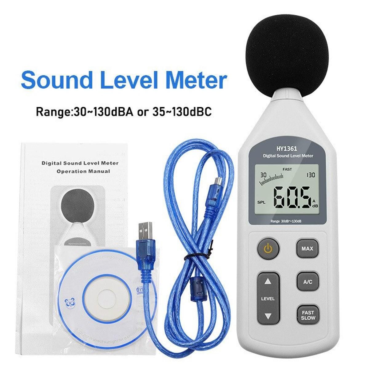 Digital Sound Level Noise Meter with USB 30-130dB dB Decibel Detector Audio Tester Metro Diagnostic Tool Smart Sensor-HY1361