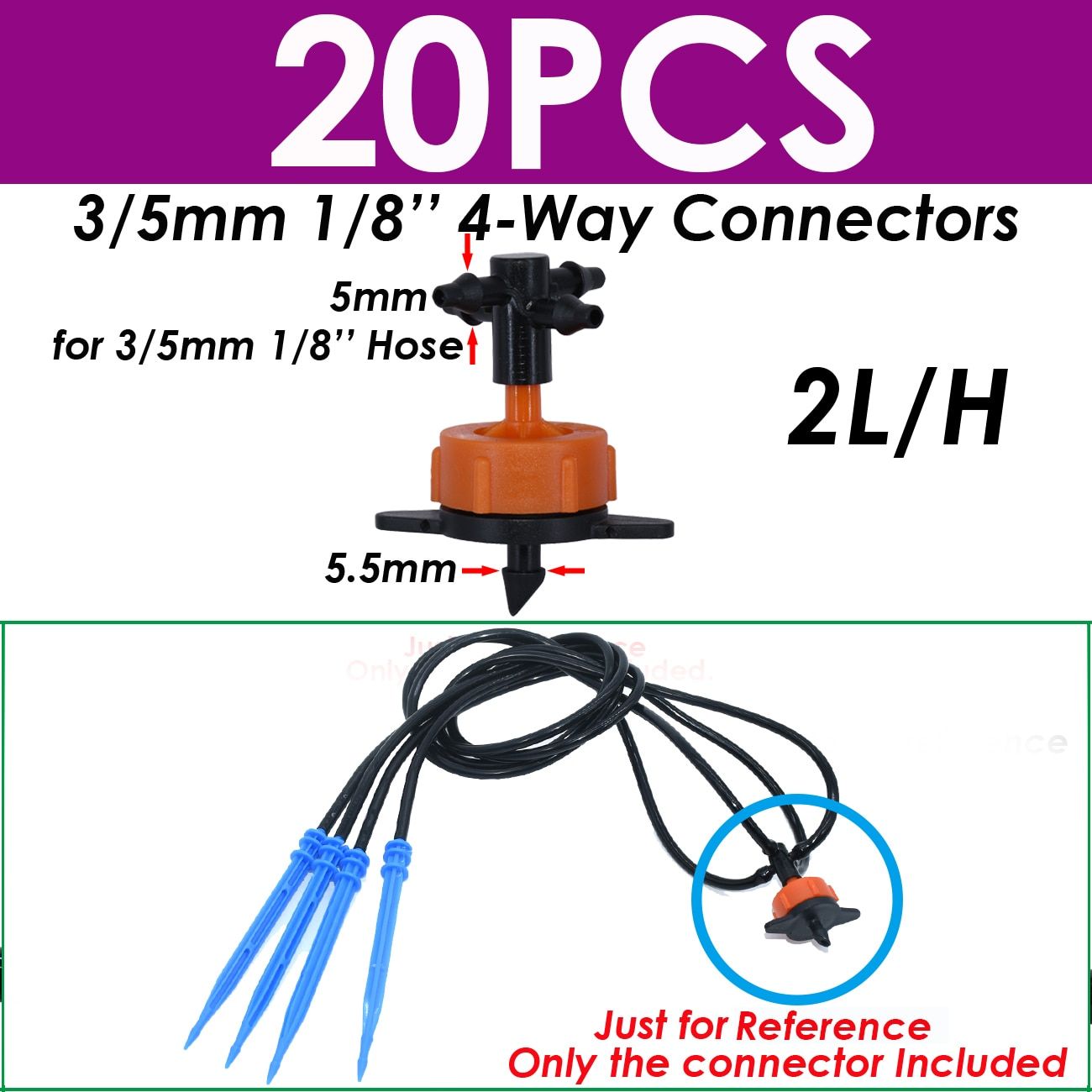 Waltregro 3/5 4/7mm Hose Garden Irrigation Connectors Barbed Single Double Tee Elbow Drip Arrow Cross Coupling Watering Fitting