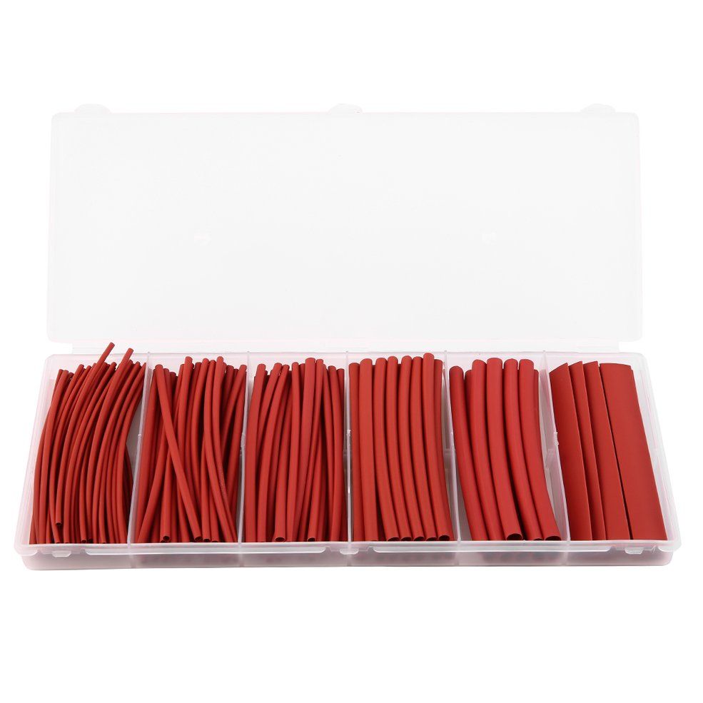 160Pcs Polyolefin 2:1 Halogen-Free Heat Shrink Tube Sleeving 6 Size 100mm Red