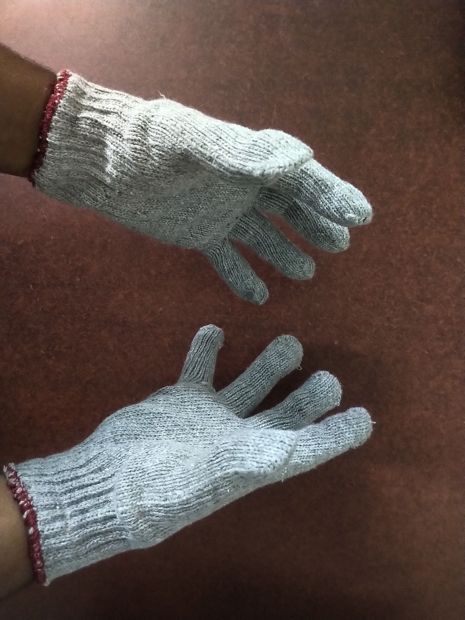2 Pair Safety Knitting Hand Gloves Color Light Ash