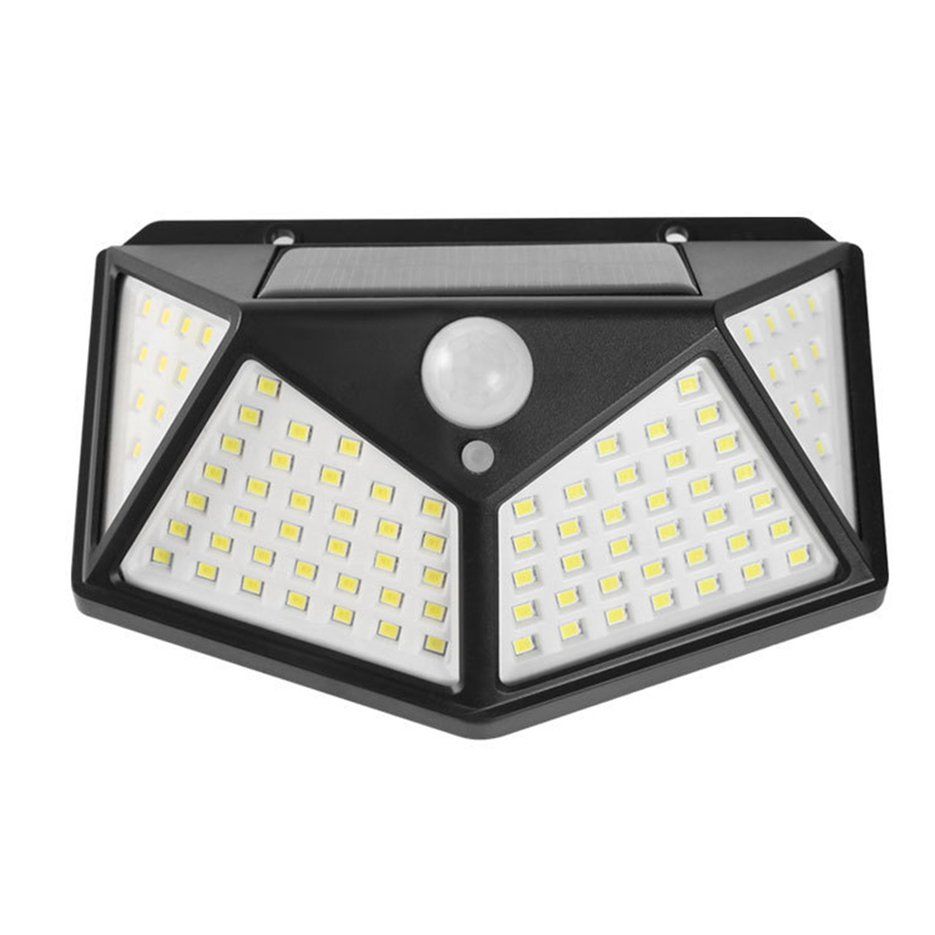 100LED Solar Charging Outdoor Courtyard Wall Lamp Solar Power Light Waterproof-white+black