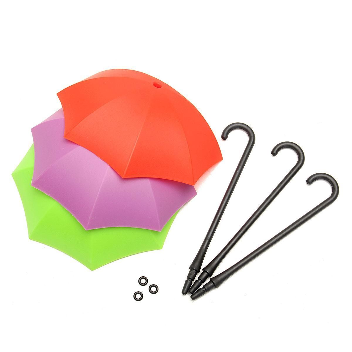 3pcs Random Color Umbrella Shape Paste-linked Storage Bracket Wall Hooks Decor