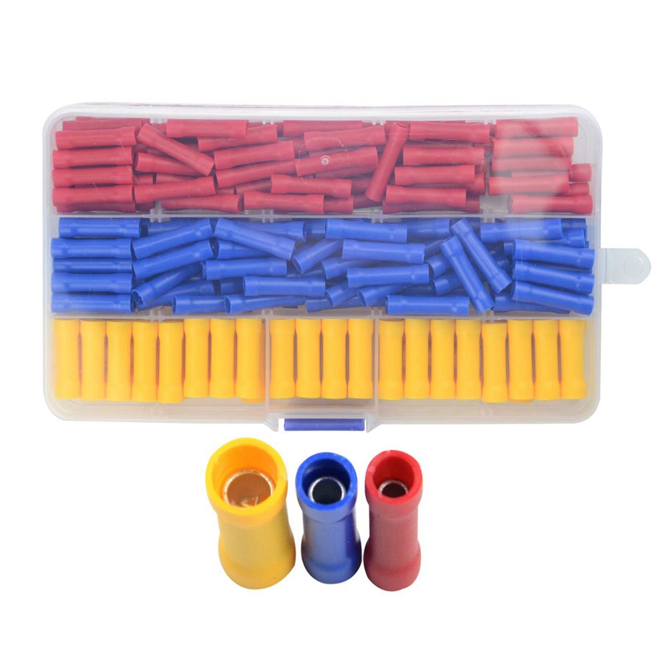 Terminal crimp connector , 200 PCS Insulated Straight Wire Butt Splice Terminals Electrical Crimp Connector Assortment Kit