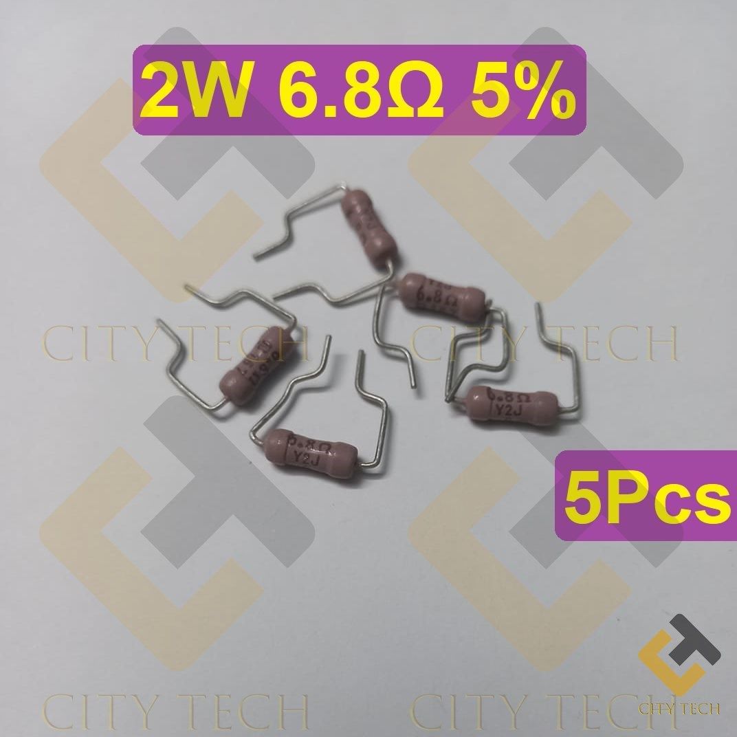5Pcs 2W 6.8 Ohm Resistor Metal Oxide Film Resistors Flameproof Power 2 Watt 6.8 Ohm Metal Oxide Resistors 5% Tolerance Passive Components