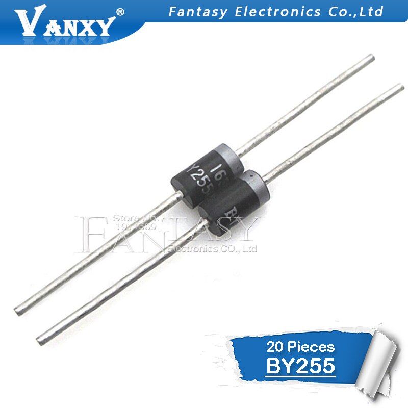 20PCS BY255 Rectifier Diode 3A 3000mA 1300V DO-201