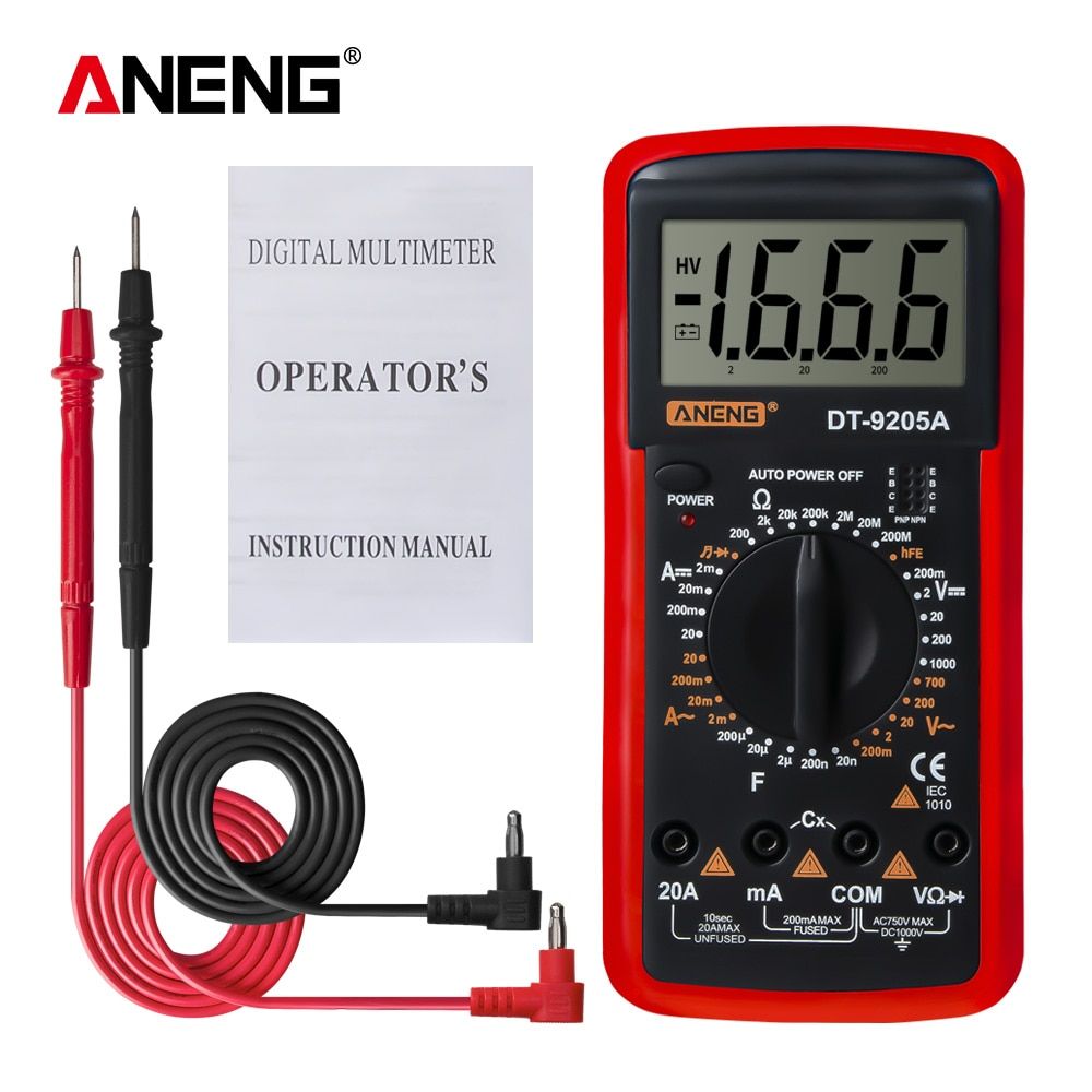 ANENG DT9205A Digital Multimeter AC/DC Transistor Tester Electrical  NCV Test Meter Profesional Analog Auto Range Multimetro