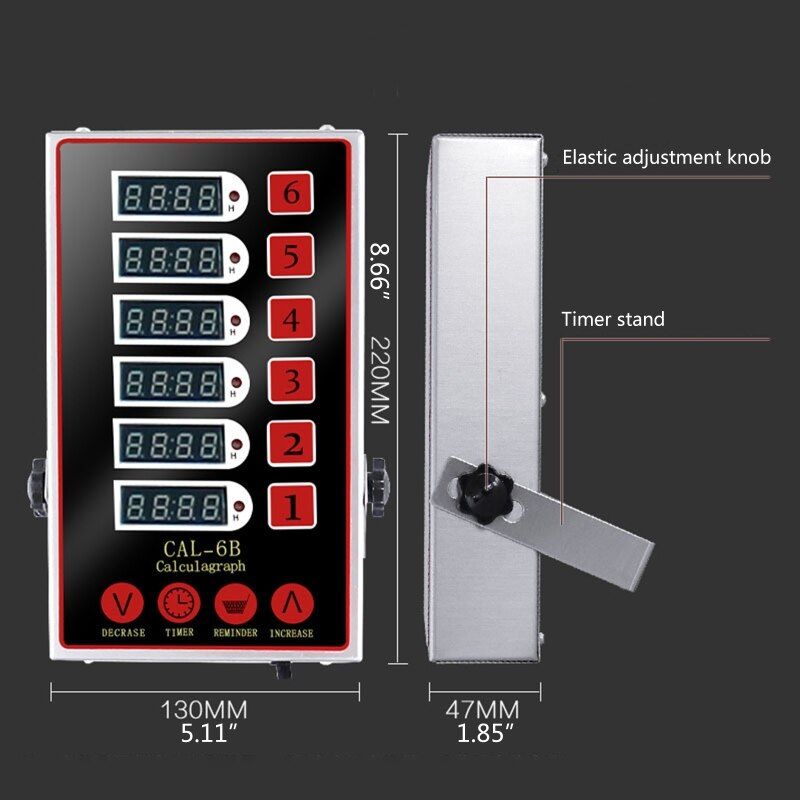 6 Channels Kitchen Timers Commercial Cooking Timer, Restaurant Timer with Loud Alarm Cooking Reminder, Stainless Steel for