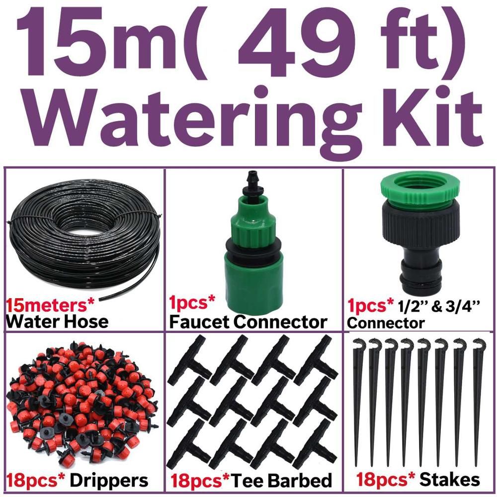 5M-30M Drip Irrigation Watering Kits System Garden Greenhouse Automatic Adjustable Drippers 8 Outlets Sprinkler 4/7mm Hose