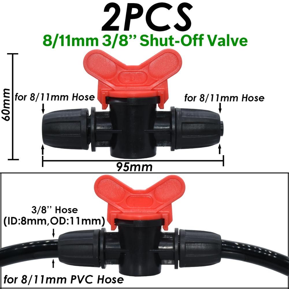 Garden 3/8" To 1/4" Hose Connector 8/11mm To 4/7mm Barb Lock Tee Straight Elbow End Plugs Pipe Adapter Irrigator Fitting