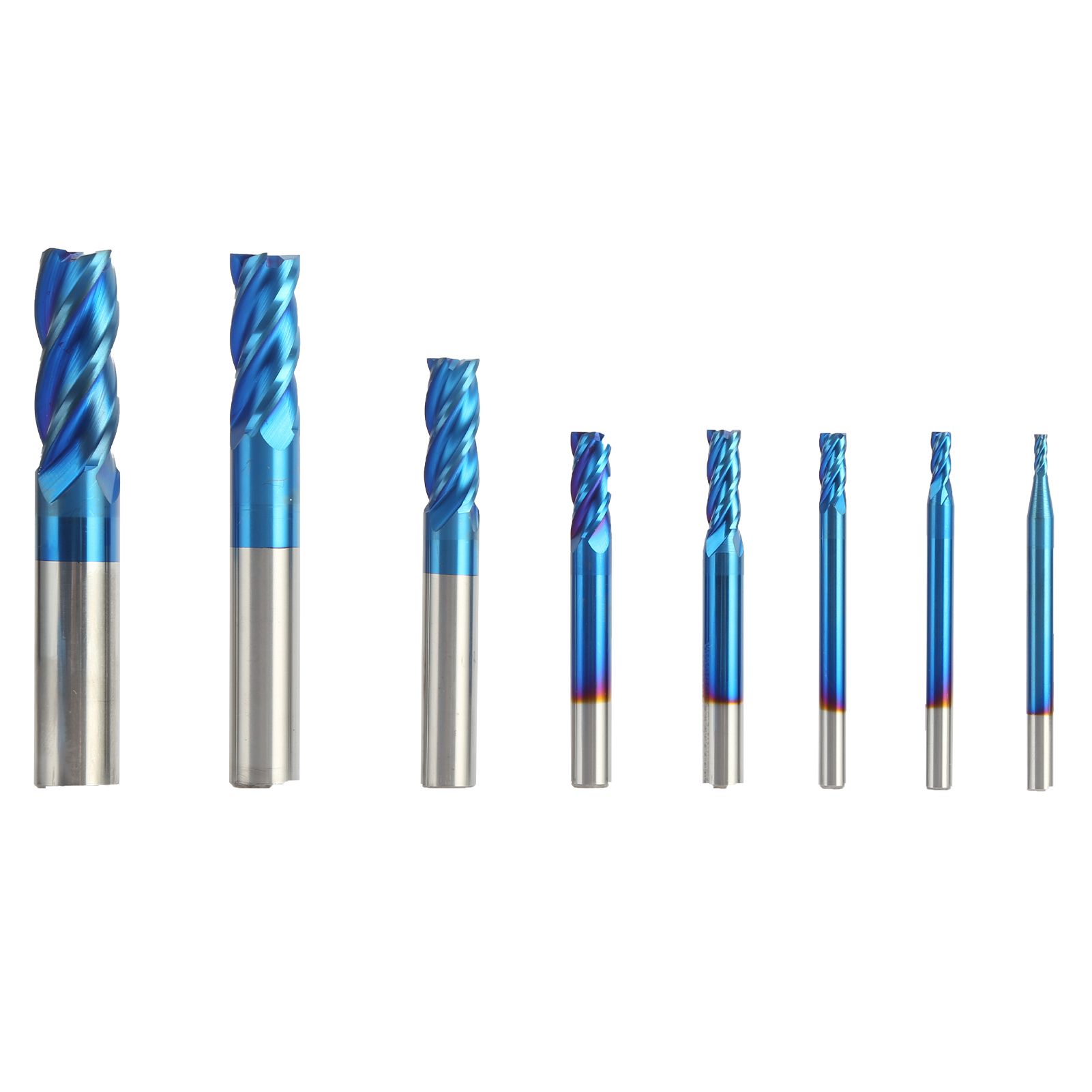 8Pcs 2-12mm Milling Routers Four-edge Excellent Abrasion Resistance High Toughness Assorted Milling Cutter Kit for Metal Materials