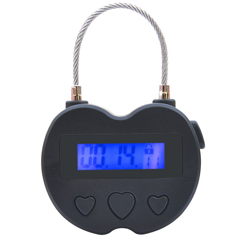 Smart Time Lock LCD Display Time Lock USB Rechargeable Temporary Timer Padlock Travel Electronic Timer Black