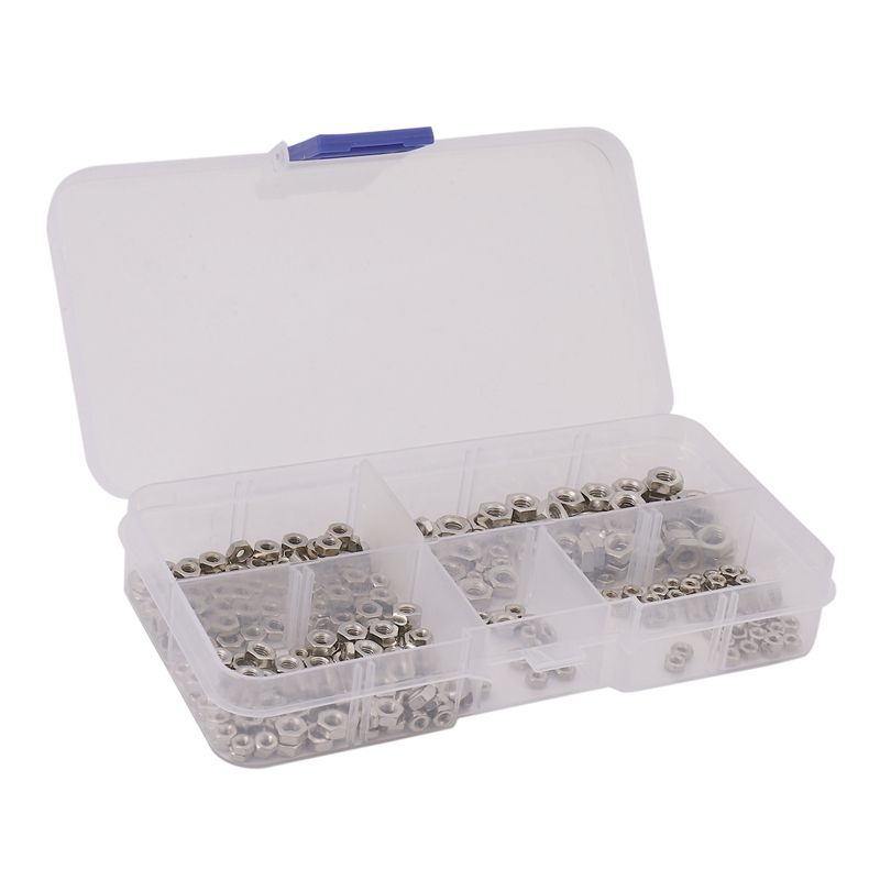 250 Pcs/Set M1.6 M2 M2.5 M3 M4 Carbon Steel Hex Nut Assortment Kit Hexagon Nuts Metric Thread Assortment Kit