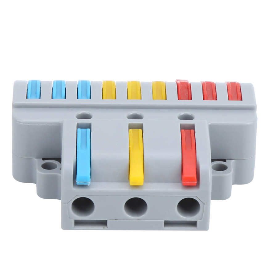 Quick Terminal 10Pcs Wire Block Clamp 3‑in‑9‑out Wiring Electrical Connectors LT‑933