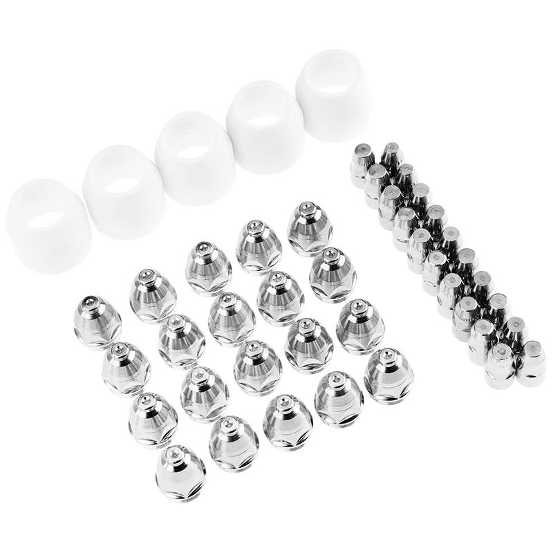 45Pcs P80 Electrode Tips 1.3 Nozzle Shield Cup for P-80 Plasma Cutter Torch Consumable 80-100A Welding Soldering Tool