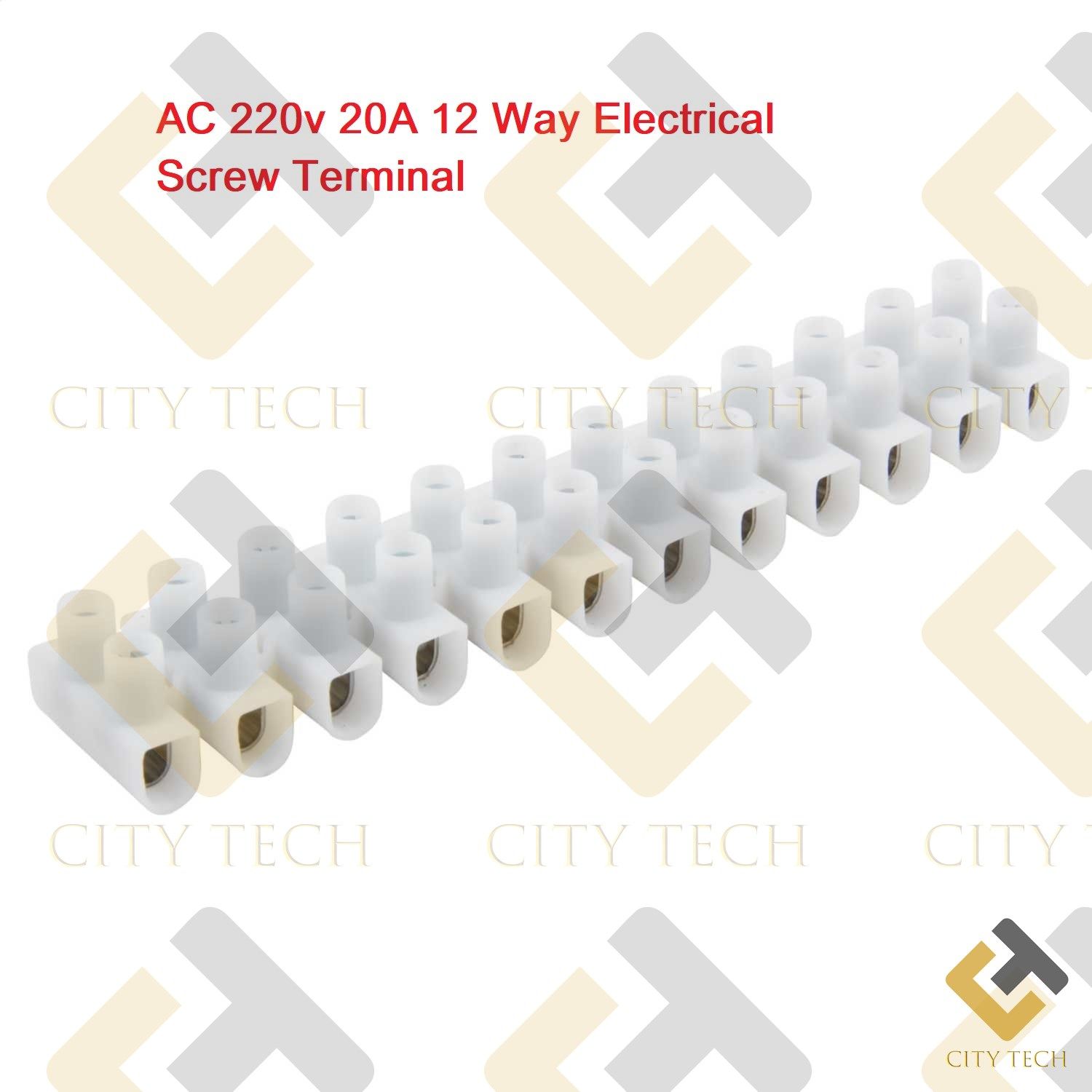 Heavy Duty AC 220v 20A 12 Way Electrical Screw Terminal Connector PVC Plastic Barrier Terminal Block Strip For Wire Joining Electrical Cable