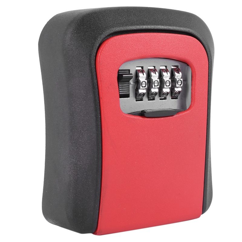 Password Key Lock Box Wall Mounted Zinc Alloy Key Box Weatherproof 4 Digit Combination Key Storage Lock Box