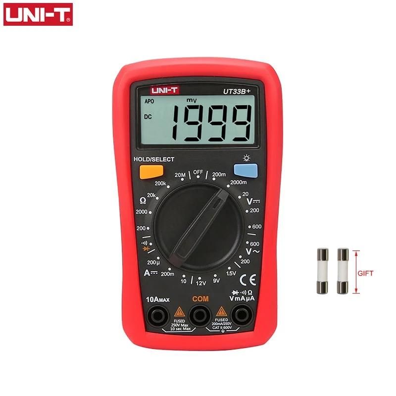 UNI-T UT33B+ Digital Multimeter Current AC DC Voltage Resistance Diode Battety Tester LCD Backlight