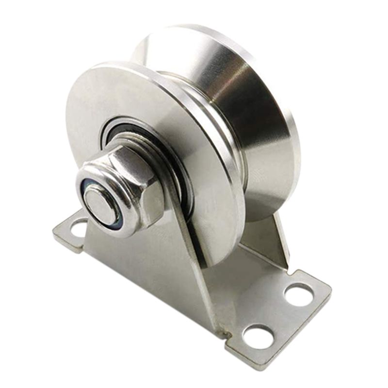 1Pack U-Type Stainless Steel Pulley Block Mute Bearings Groove