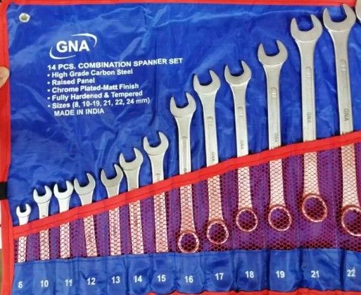 14Pcs Combination Spanner Set, Combination Wrench Set (8,10,11,12,13,14,15,16,17,18,19,21,22,24mm) GNA Made In India